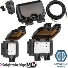 Outdoor Weatherproof IP66 Single Double Socket RCD Kit Black OP7N OP9N OPRCDKIT