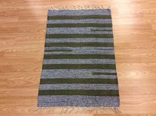 Striped blue green handloomed - striped,