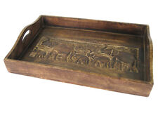45CM MANGO WOOD TABLE LAP SERVING TRAY HAND CARVED ELEPHANT BREAKFAST BED TRAY