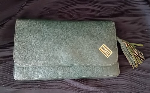 Leather art deco 1920s clutch - leather,