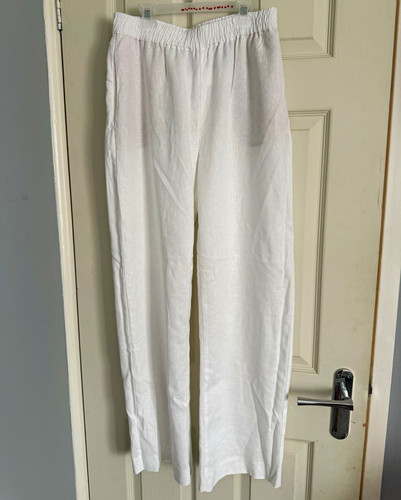 Zara white linen straight leg - zara,
