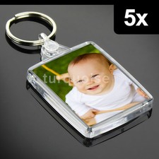 5x Clear Acrylic Plastic BLANK KEYRINGS 45 x 35 mm Insert - PASSPORT PHOTO SIZE
