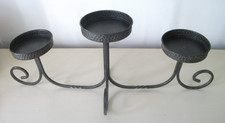 RUSTIC  DECOR WROUGHT IRON  RUSTIC TABLE CENTREPIECE FOR THREE FAT CANDLES
