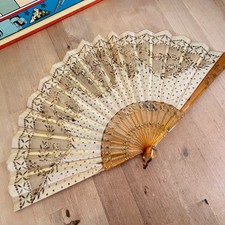Antique French Hand Fan, Tulle