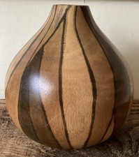 Carved Wooden Bud Vase Beautiful Tactile 15 Cms Tall