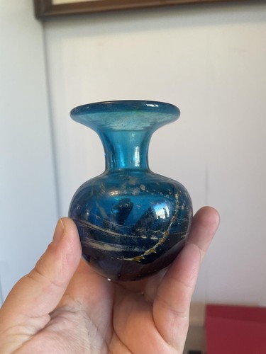 Mdina glass signed teal blue - mdina,