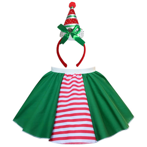 Girls elf costume stripe - girls,