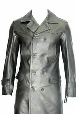 Genuine Black Lambskin Knee Lenght Trench Coat For Men's Slim Fit Stylish Coat