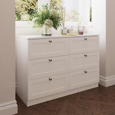 6 Drawer Chest of Drawers Shaker Style Mordern Bedroom Furniture Matt White
