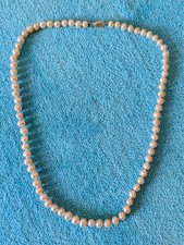 14K Gold Clasp Real Cultured Pearl Necklace 19.5" , 6mm, 27grams