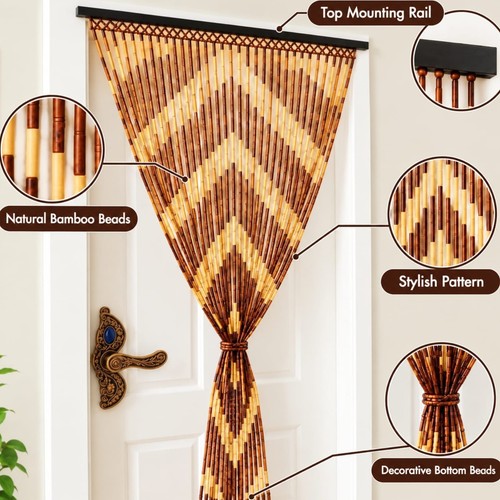 Bamboo beaded door curtain - beaded,