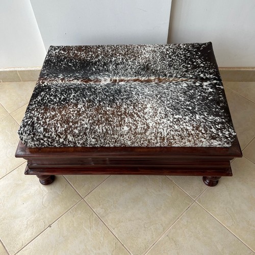 Tricolor cowhide ottoman table - cowhide,