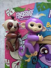 Fingerlings Sloth + Purple Monkey Electronic Chatterbot Toy Wowwee Brown Sounds