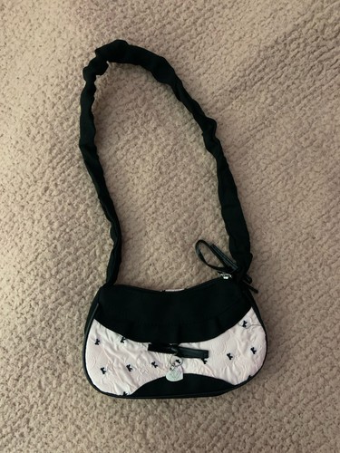 Black white butterfly satin - &,