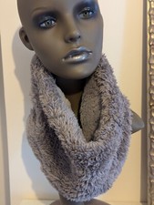 Fat Face Gray Faux Fur Snood Scarf Cosy Warm Neck Warmer super soft