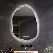 Irregular Pebble LED Bathroom Mirror Stepless Dimmable Anti-Fog Frameless Mirror