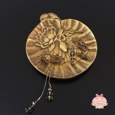 Brass lotus leaf trinket dish