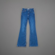 Topshop Moto High Waisted Jamie Flare Mid Blue Denim Jeans W34 32L Uk 16