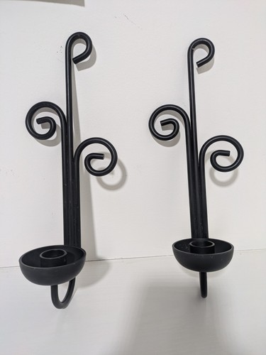 Pair vintage black - of, wrought