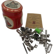 Singer Sewing Machine Parts Attachments with Manual Tin Used