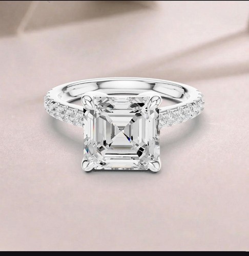 3ct asscher moissanite pavé - asscher,