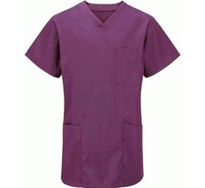 Scrub Medical Uniform Top Womens Mens Tunic Hospital Nurse Work Wear V-Neck Tops