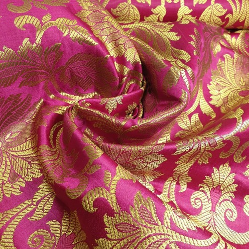 Damask floral gold metallic - gold,
