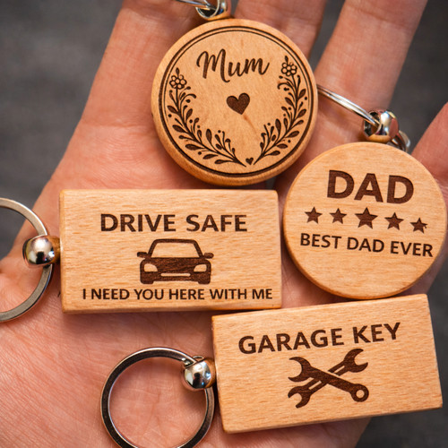 Personalised wooden keyring - personalised,
