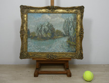 Vintage American Impressionist River Landscape Oil Painting On Board. M Jackson