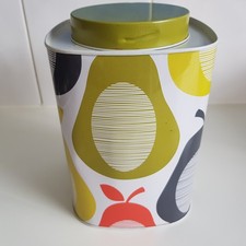 Orla Kiely Kitchen storage tin cereal retro design fruit art pattern 18cm 2014