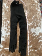 Black Suede Opera Gloves / Alternative Clothing Size 6.5