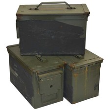 Genuine Military Ammo Box 50 Cal Ammunition Metal Tool Storage Used Army Surplus