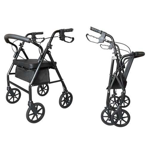 Black foldable rollator - foldable,
