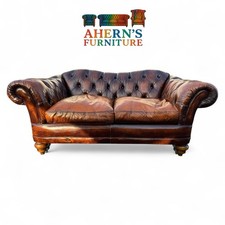 Vintage Brown Leather Laura Ashley Chesterfield  Sofa FREE UK Delivery