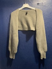 Cider Ladies Cropped Cardigan Size Medium Grey