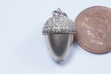 ANTIQUE SILVER ACORN SHAPED POMANDER CHARM / FOB / PENDANT c1900