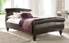 Versailles King Sized Sleigh Bed Frame - Genuine Leather and Hardwood