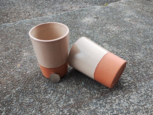 Terracotta clay cups - terracotta,