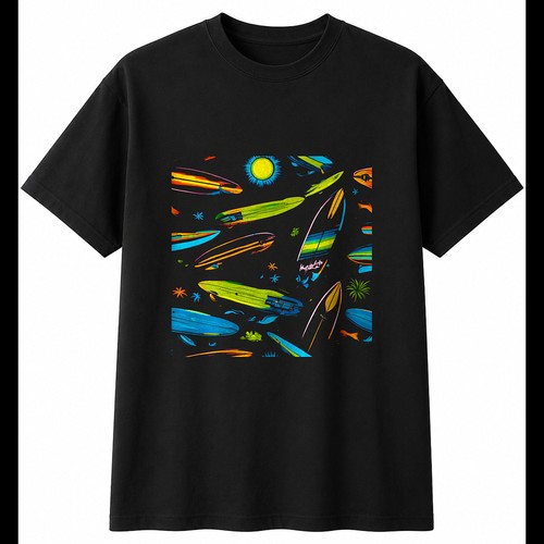 Neon surfboard torn retro - neon,