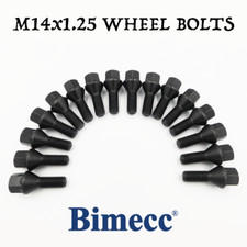 M14x1.25, 27mm Wheel Bolts Bimecc (Black) x 16 For BMW 4 5 6 7 8 Series M Sport