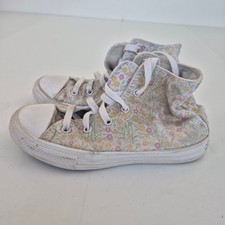 CONVERSE Trainers 1 White Chuck Taylor Junior High Top Girls Canvas Shoes Floral