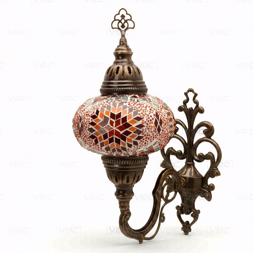 Red turkish mosaic wall sconce - turkish,