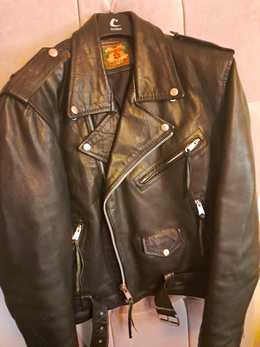 Bashi black leather biker - black,