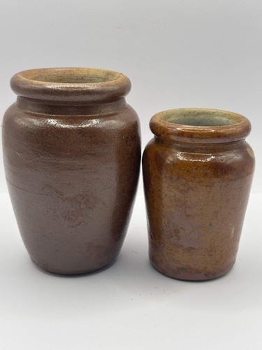 Old brown stoneware cream - 2,