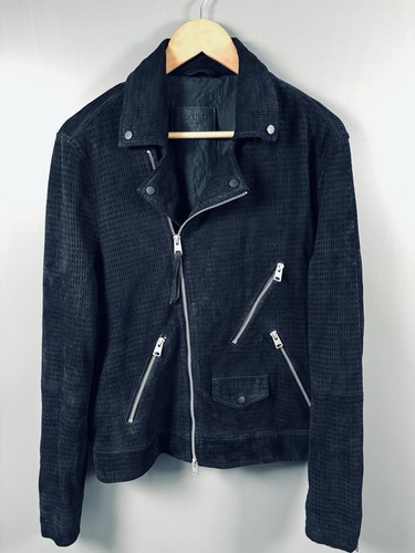 Allsaints black suede biker - black,