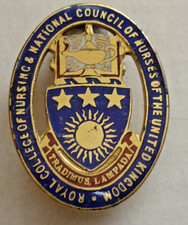 HALLMARKED NURSING SILVER ENAMEL BADGE ROYAL SCHOOL OF NURSING & COUNCIL