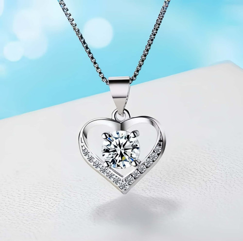 Crystal heart pendant - crystal,