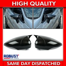 BAT STYLE GLOSS BLACK WING MIRROR COVERS FOR FORD FIESTA 2008–2017 SELF ADHESIVE