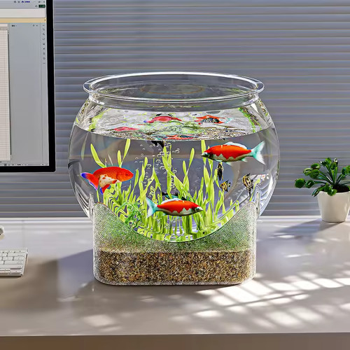 Transparent round plastic fish - transparent,