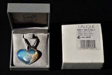 LALIQUE COEUR/HEART OPALESCENT CRYSTAL 925 Bale NECKLACE PENDANT- NIB